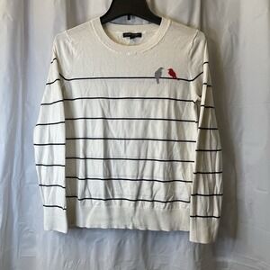 Banana Republic Women Long Sleeve  Striped Birds On A Wire Preppy Sweater Sz M